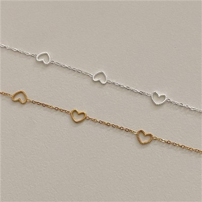 Pulseira de coração de prata esterlina 925